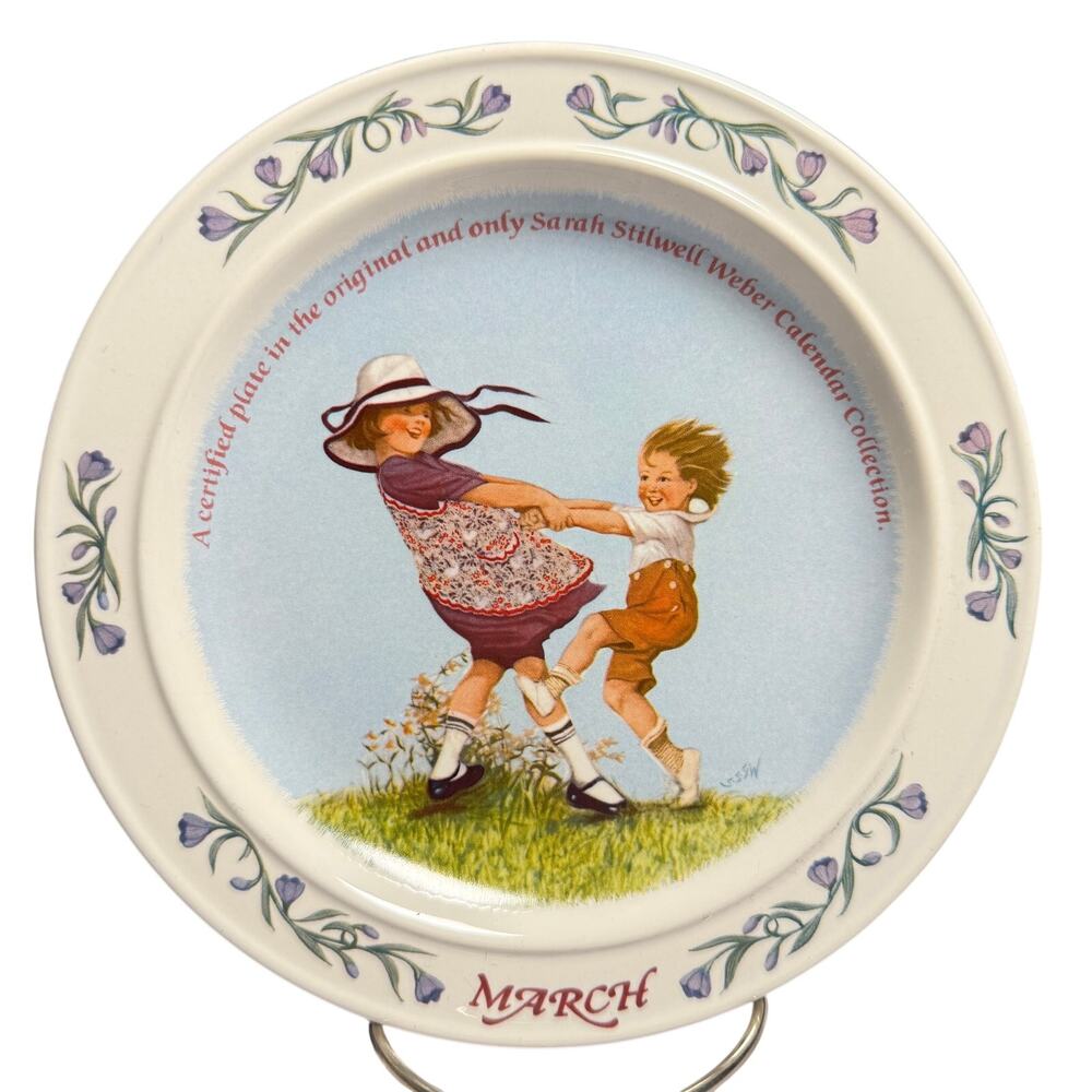 Newell Pottery Co MARCH plate 7.25" Months Of The Year Numbered Vintage 1986